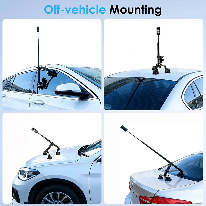 Car Suction Cup Mount Bracket+Selfie Stick For Insta360 X5 X4 X3 X2 DJI Camera