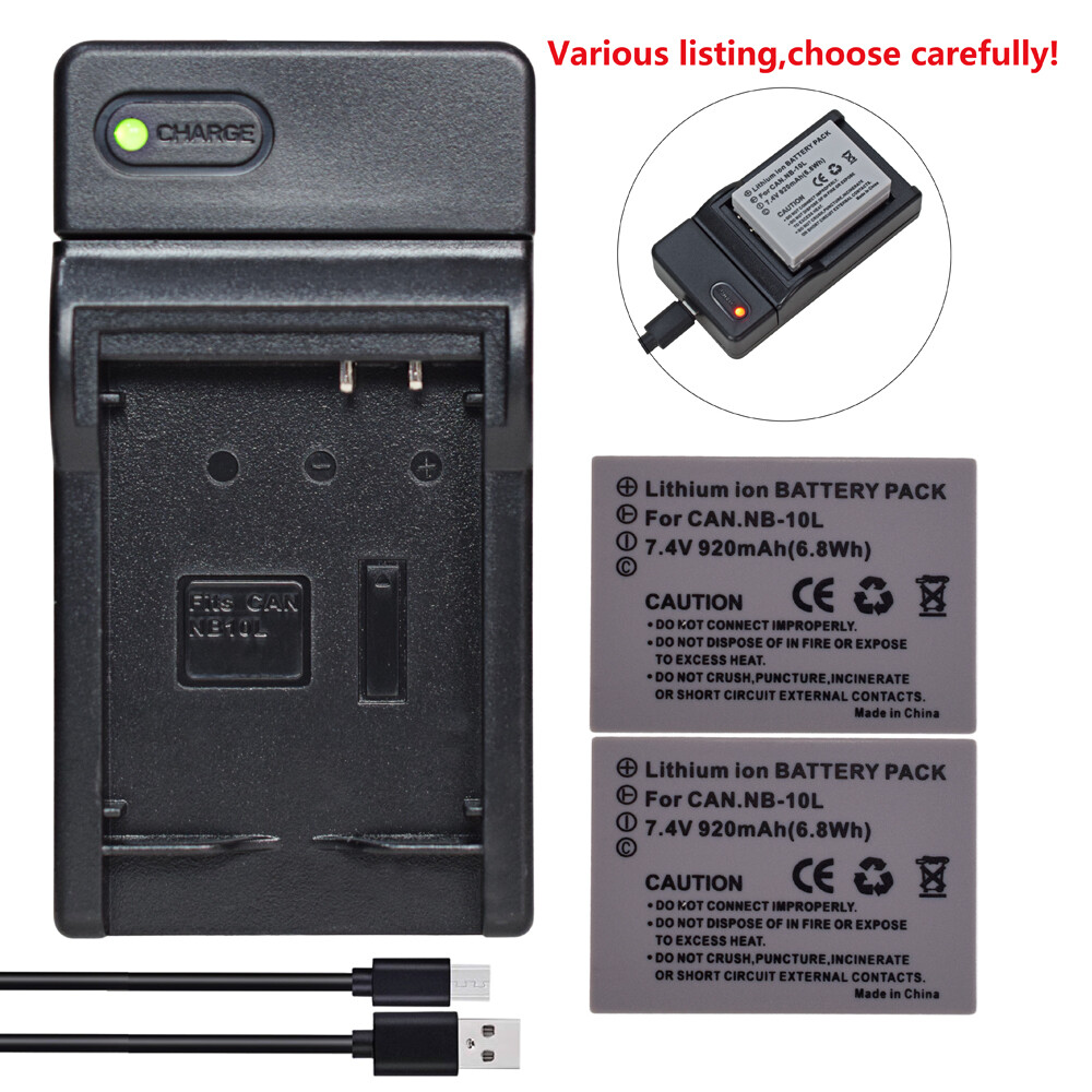 NB-10L NB-10LH Battery or USB charger for Canon G1 X G1X G15/SX40/SX50 HS SX40HS