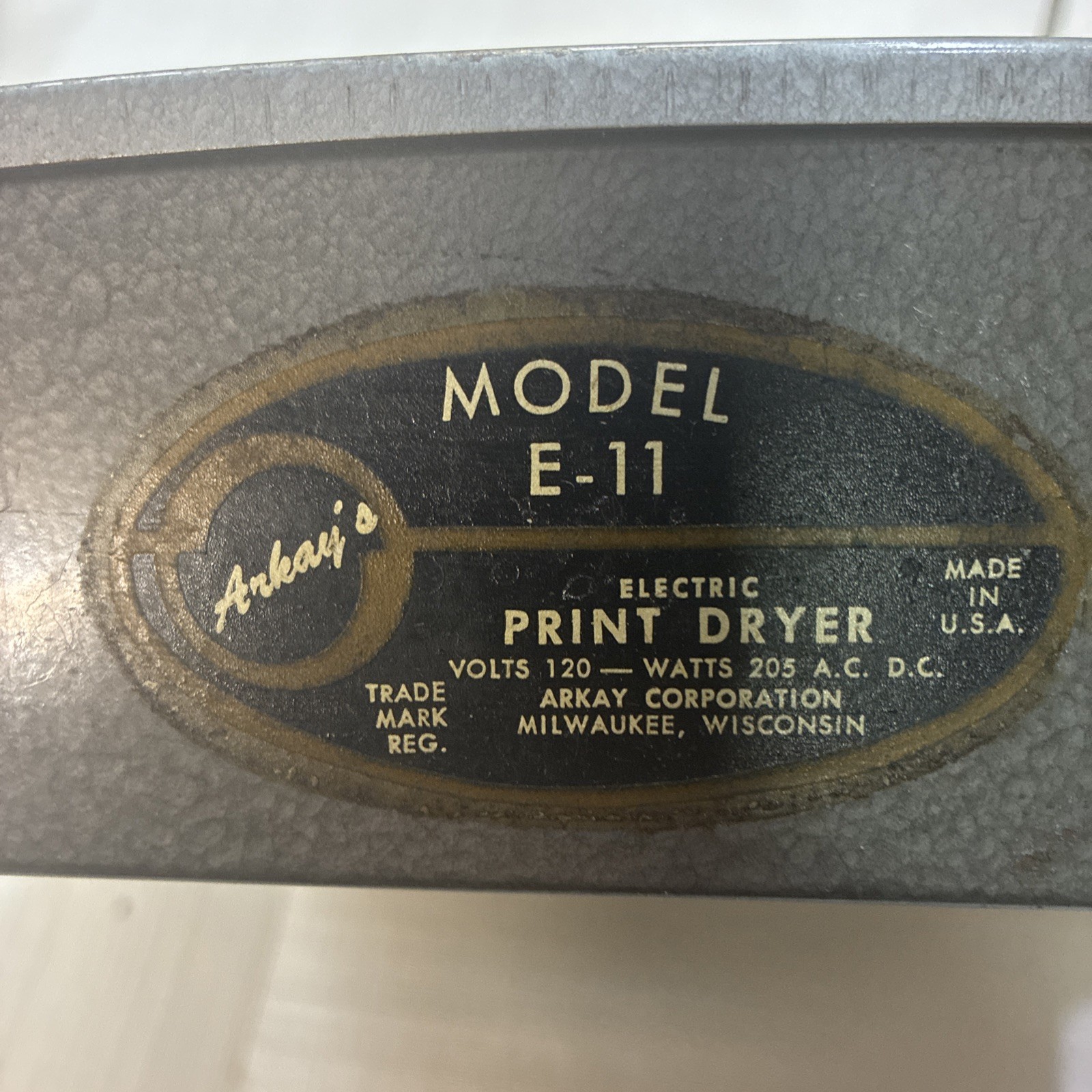 Vintage ARKAY Electric Print Dryer E-11 Flipper Photography Dark Room 1970s