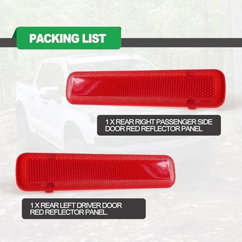 1 Pair Rear Left Driver and Right Passenger Side Door Red Reflector Panel,