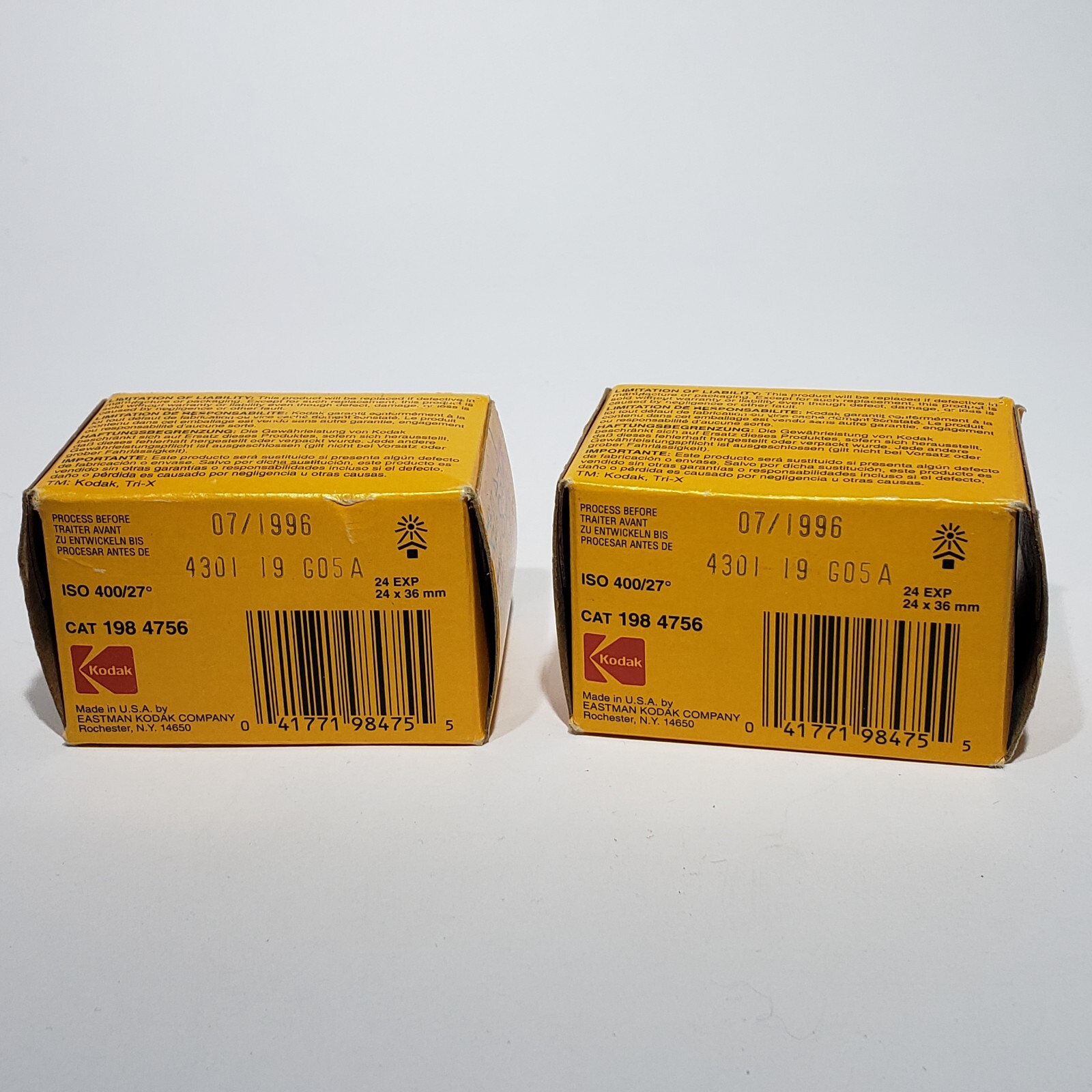 Lot of 2 Kodak Tri-X Pan 400 B&W Print Film TX 135-24 NOS Sealed Expired 1996