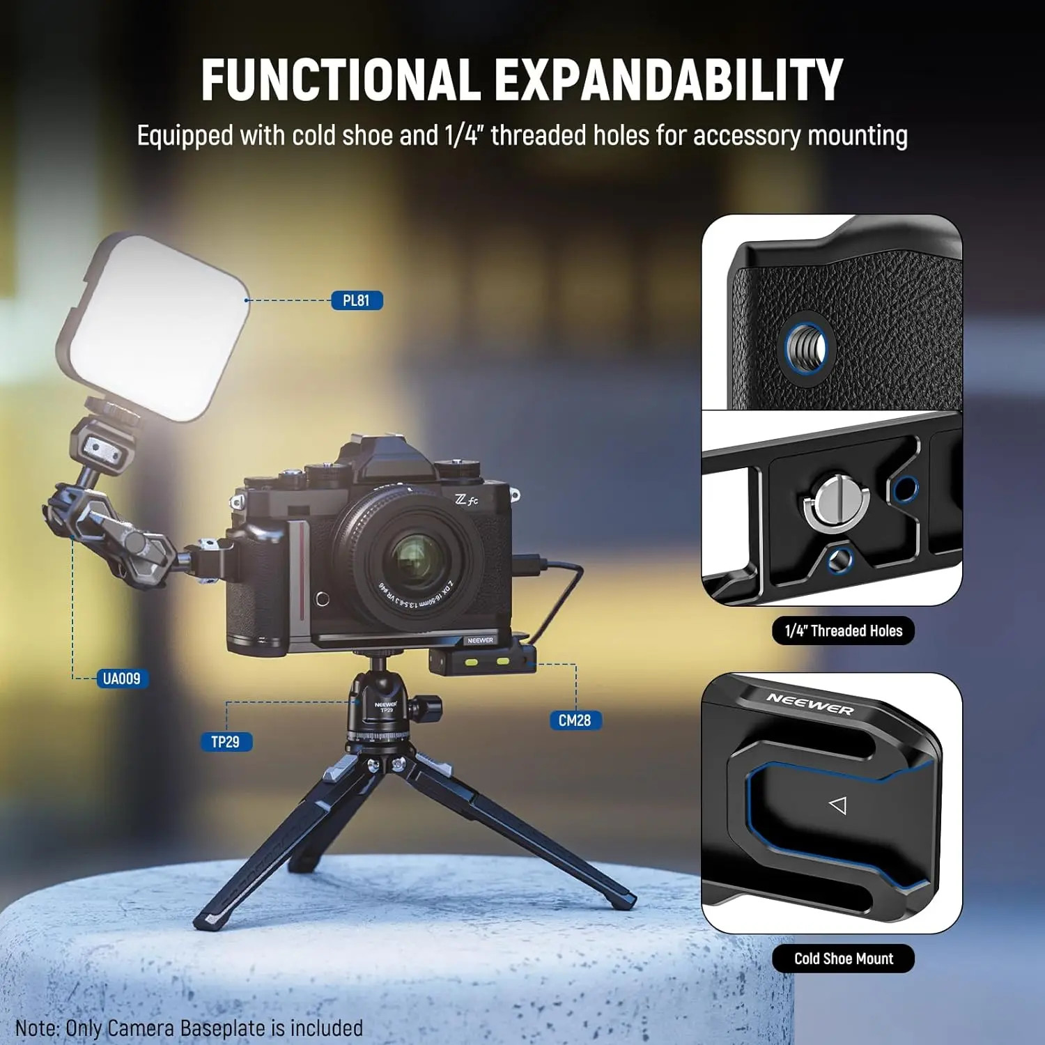 NEEWER Zfc Handgrip L Shape Grip for Nikon Z fc Ultra Thin Retro Formfitting Cam