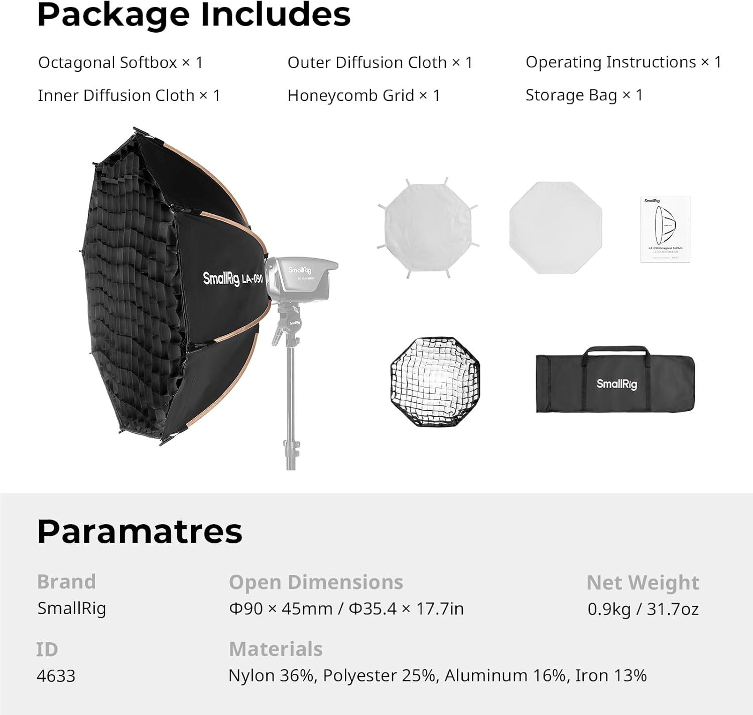 SmallRig 35″/90cm Softbox LA-O90 Quick Release Octagon Soft Box for COB Light
