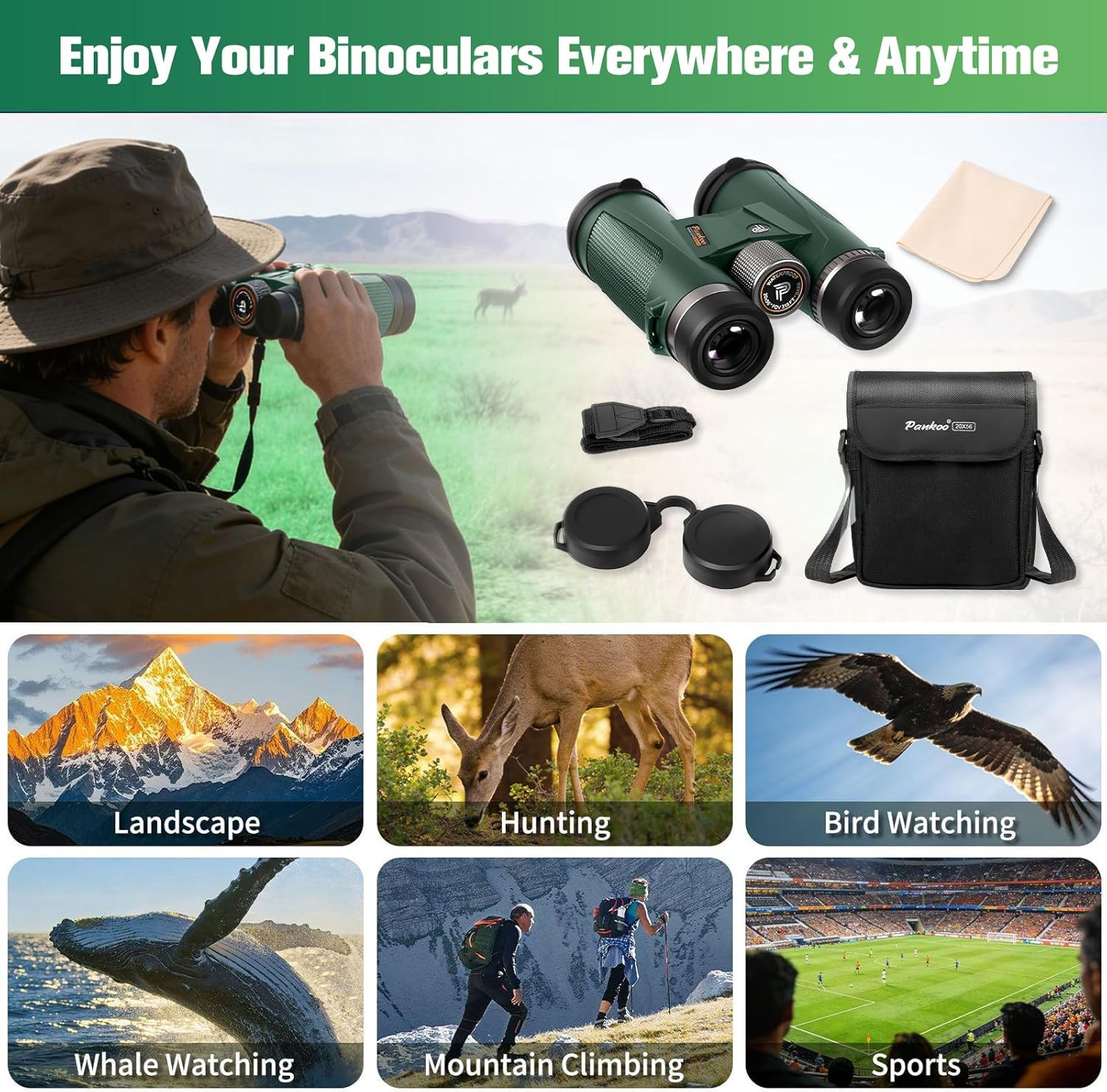 20X56 Binoculars for Adults High Powered – Large View Waterproof Binoculars with