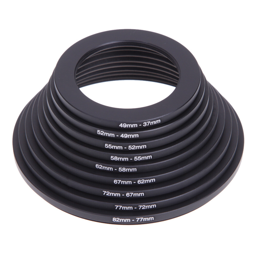 18 Pcs Filter Ring Adapter Set Lens Metal Stepping Rings Step Up Down Lenses