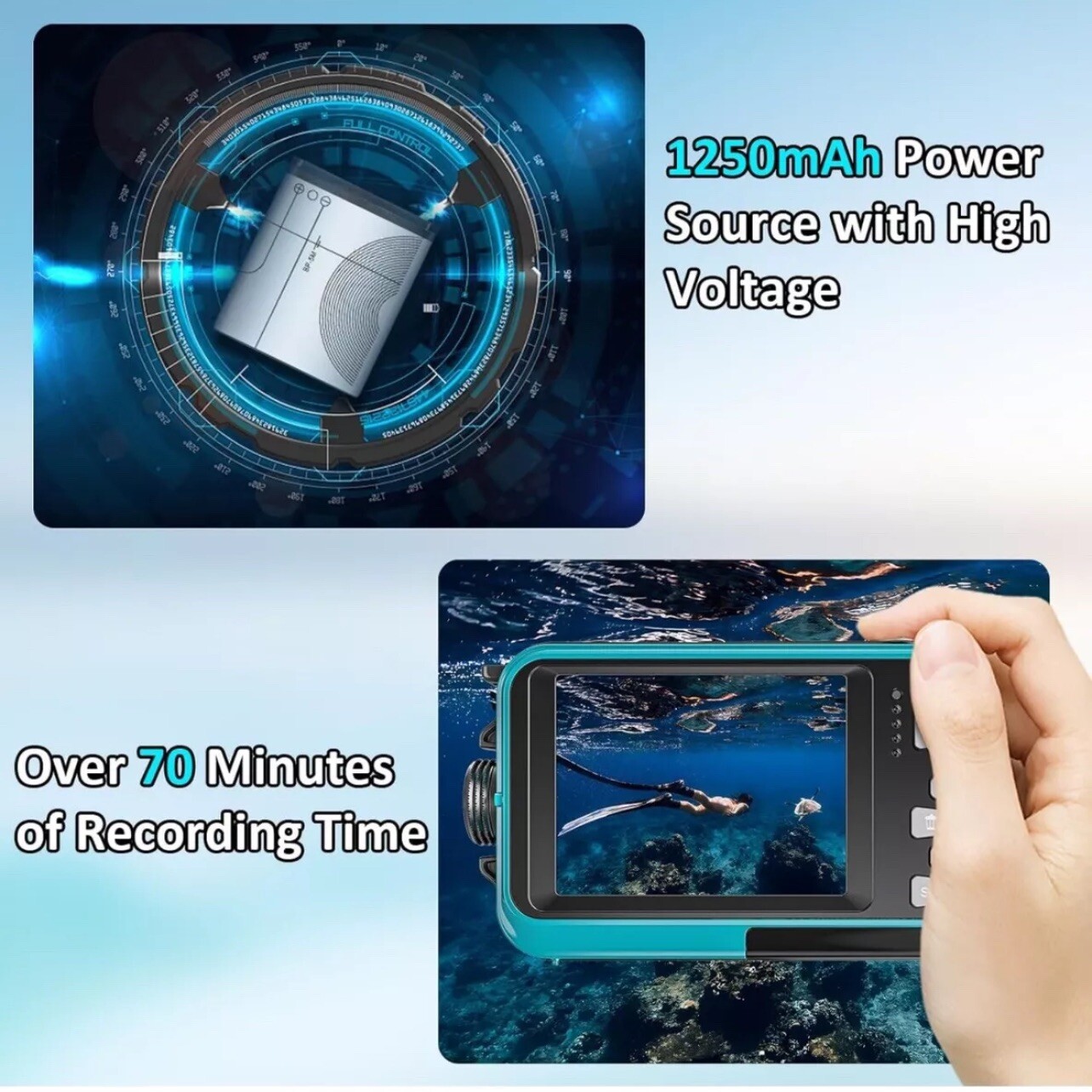 4K Underwater Camera 11FT Waterproof with 32GB Card 48MP Autofocus Dual-Screen..
