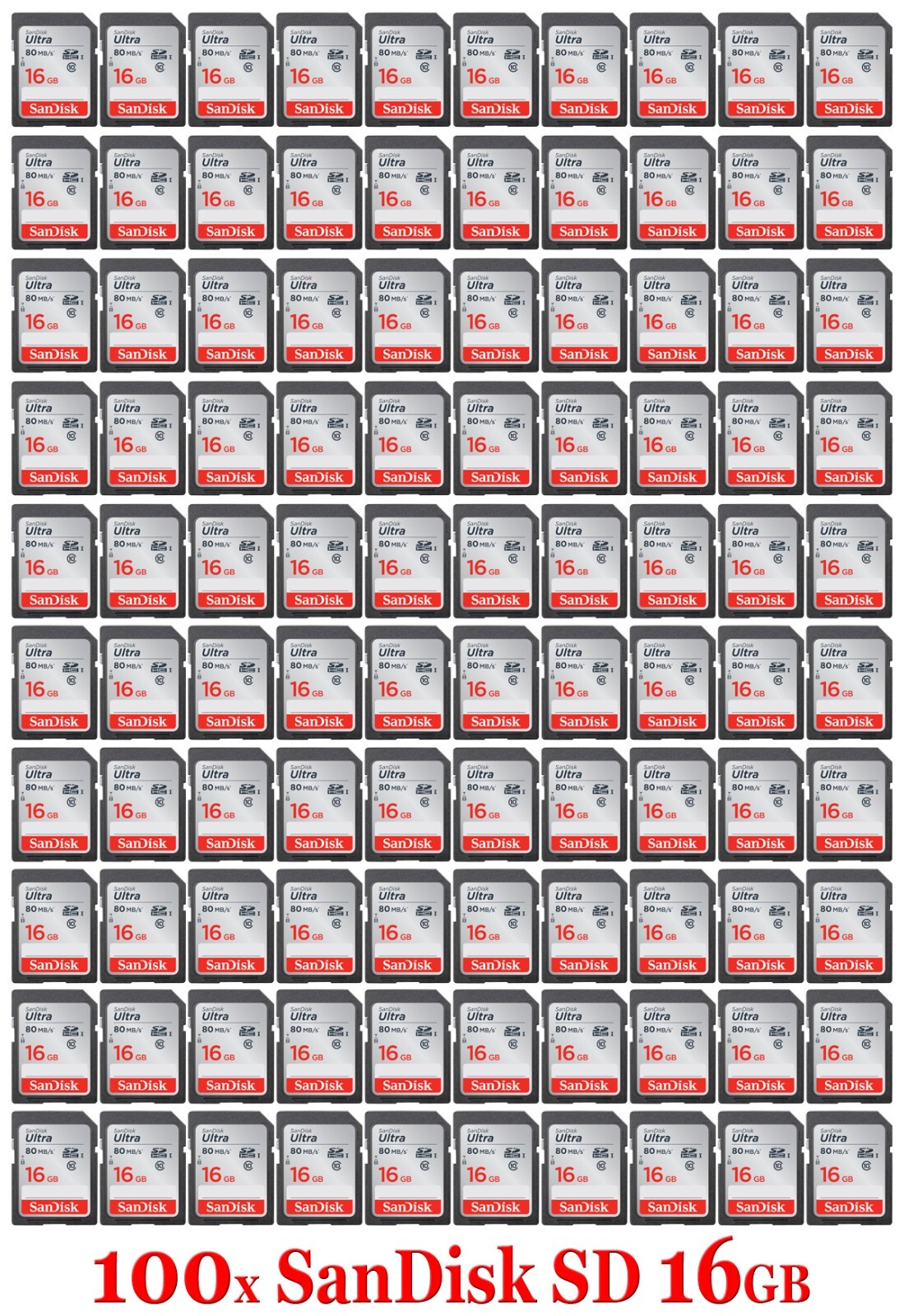 !!! LOT 250x SanDisk Ultra 16GB 80MB/s SD SDHC SDSDUNB Camera Card 10 x 16 GB