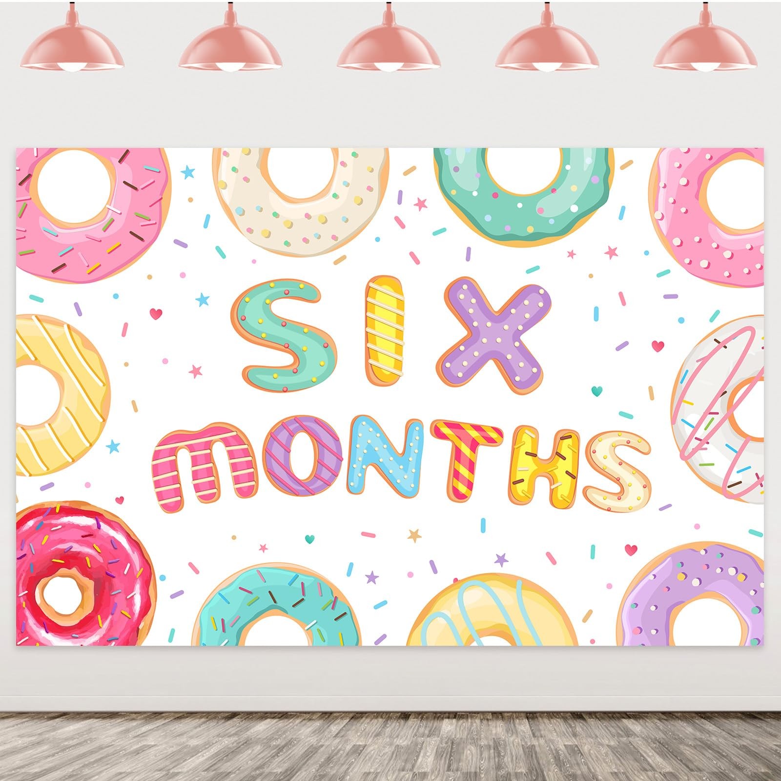 Donut Half Birthday Decorations Backdrop 6 Month 1/2 Way to First Party