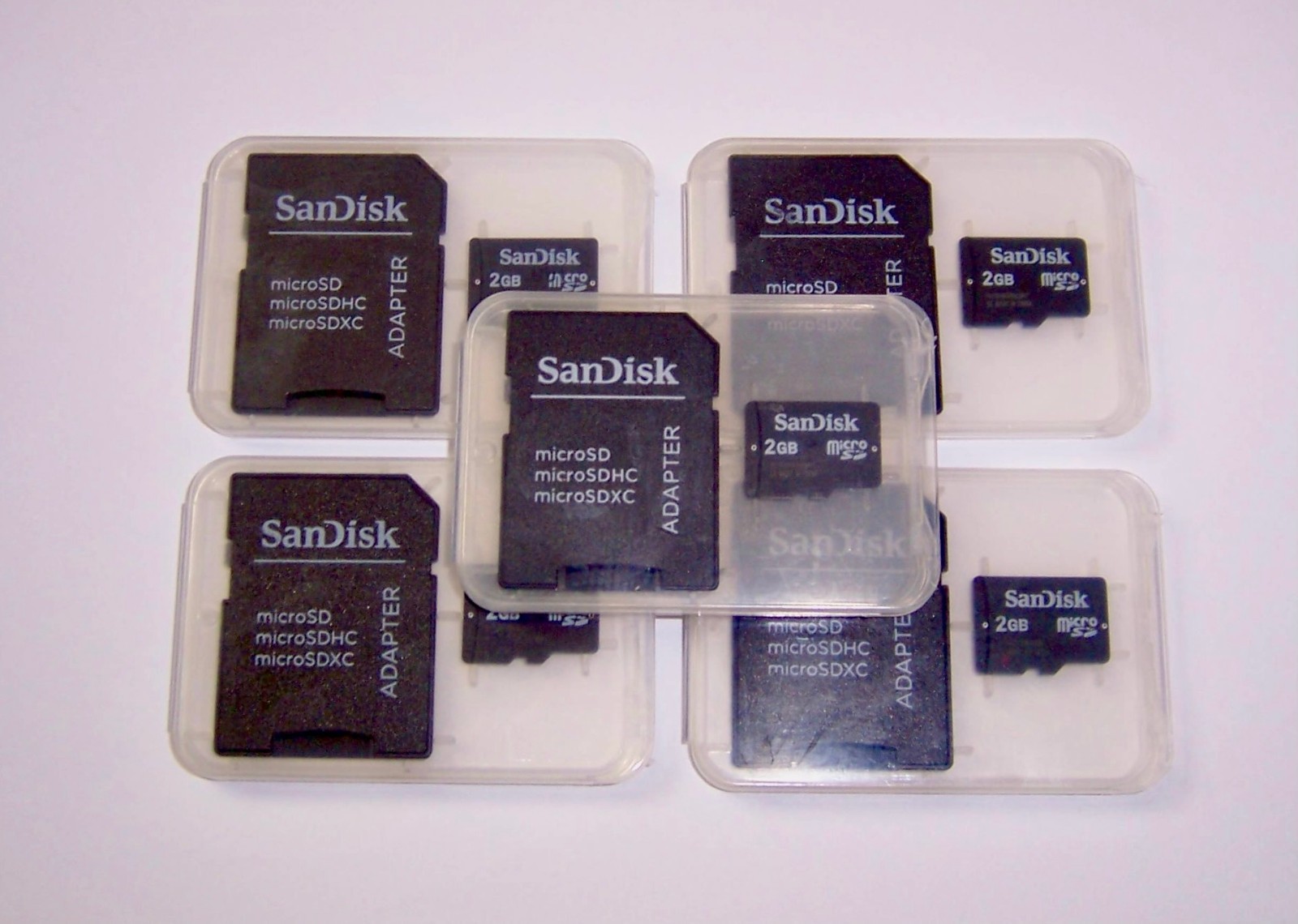 5 New SanDisk 2GB SDHC MicroSD Memory Cards 2 GB Micro SD TF SD-02G 5 Pack New!