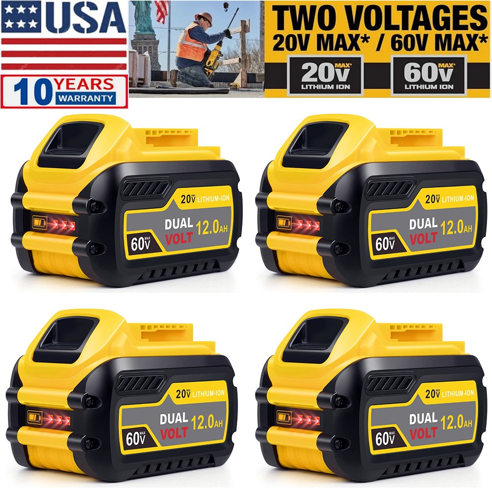 4 Pack DCB606 For DEWALT FLEXVOLT 20V/60V 12Ah MAX Li-Ion Battery DCB606-2