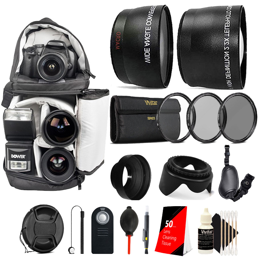 58mm Complete Accessory Kit for Canon EOS Rebel T6i T6 T7i SL2 SL3 T100