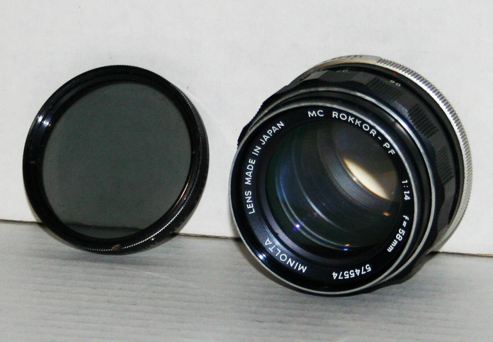 Minolta MC Rokkor-PF 58mm f/1.4 Prime MF Standard Lens JAPAN # 02 w/ UV Filter
