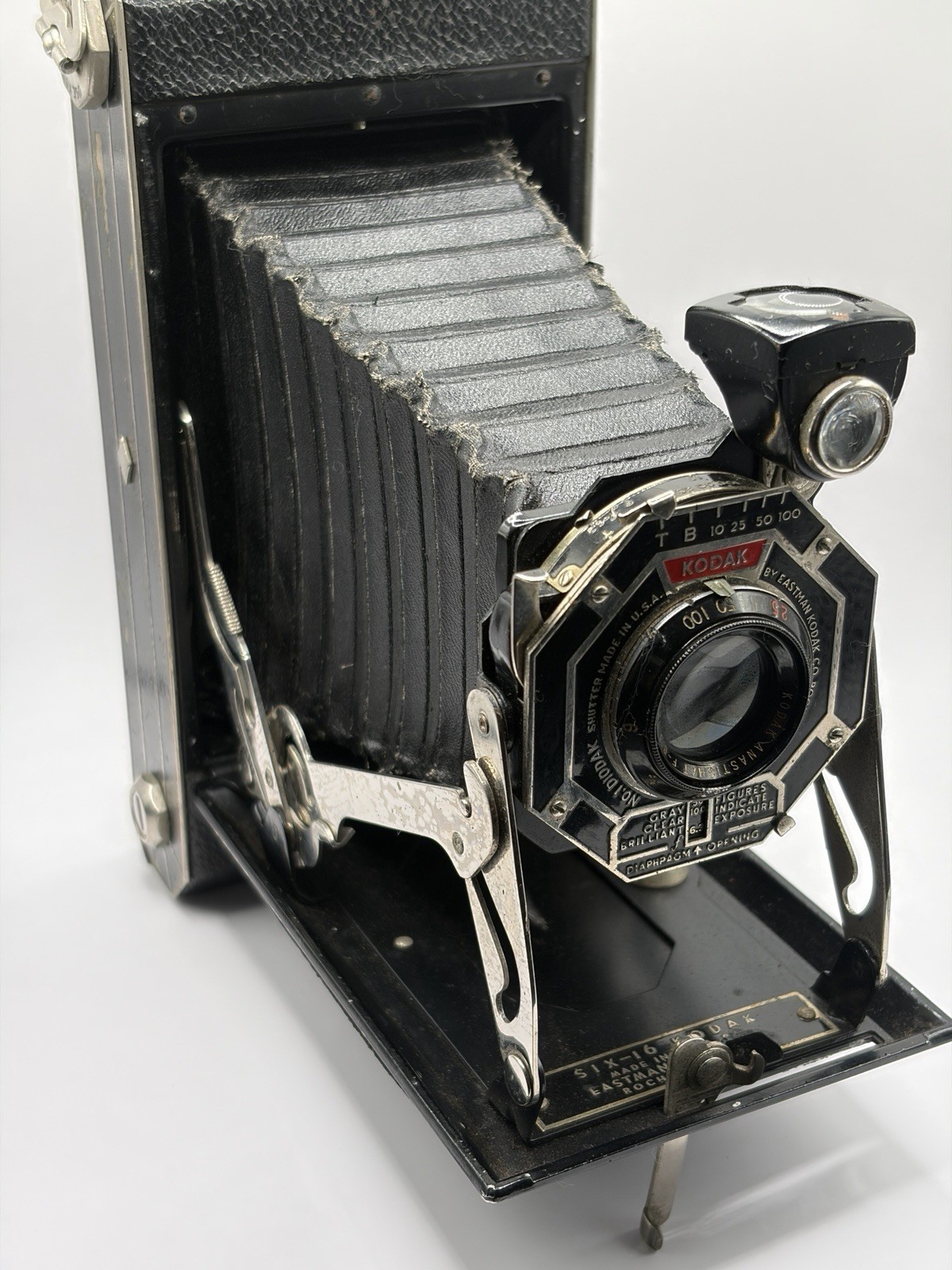Kodak Six-16 6×16 Black Vintage Folding Camera with Original Leather Case