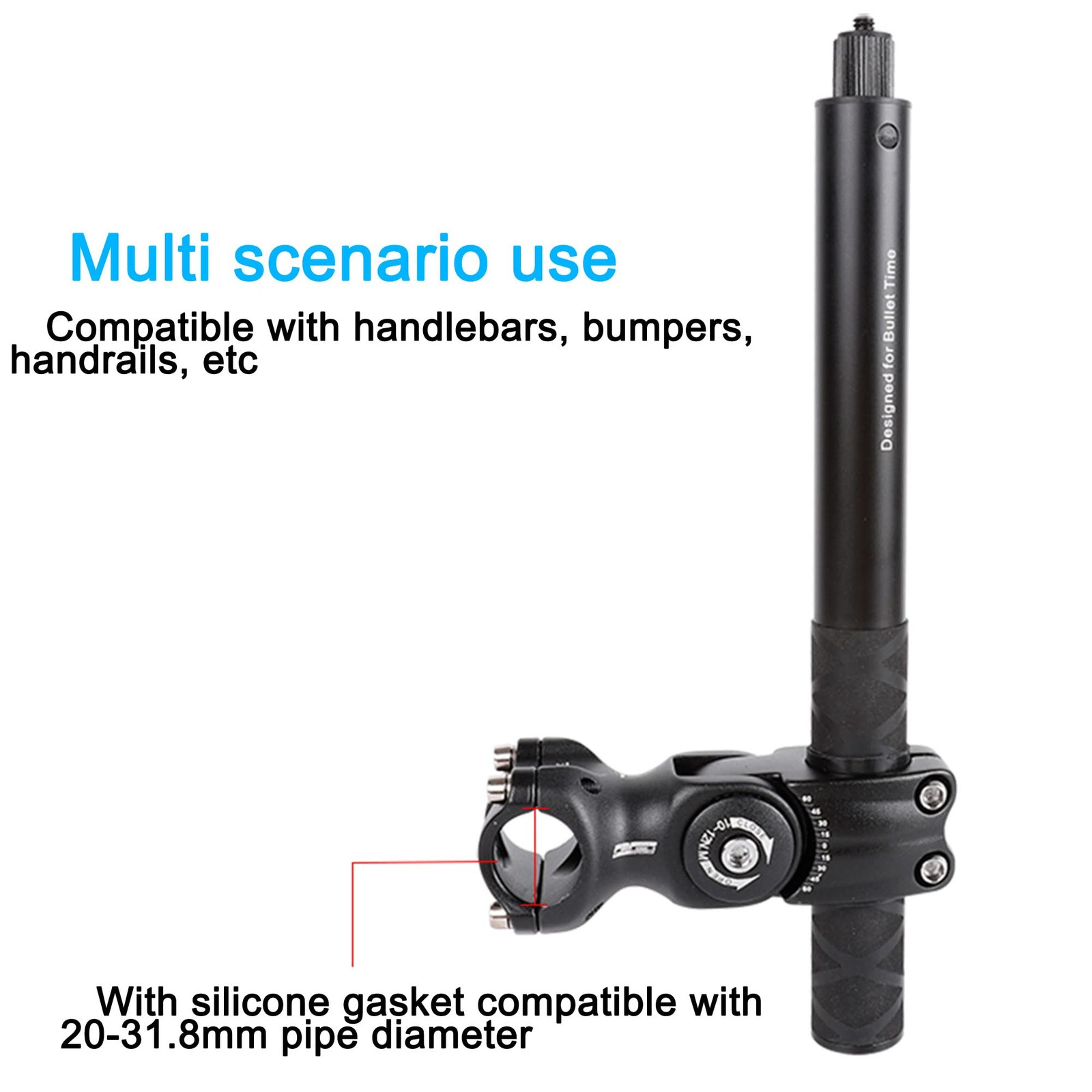 Third Person Perspective Handlebar Mount +114CM Invisible Selfie Stick for Bike