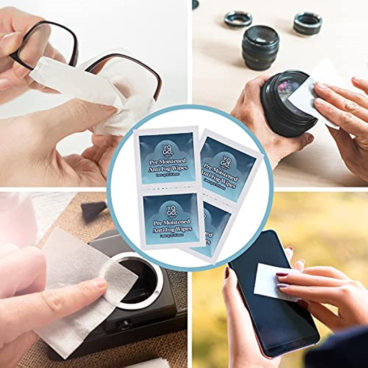 Anti Fog Wipes for Glasses Pre Moistened Cleaner Lens Wipes for Screens,