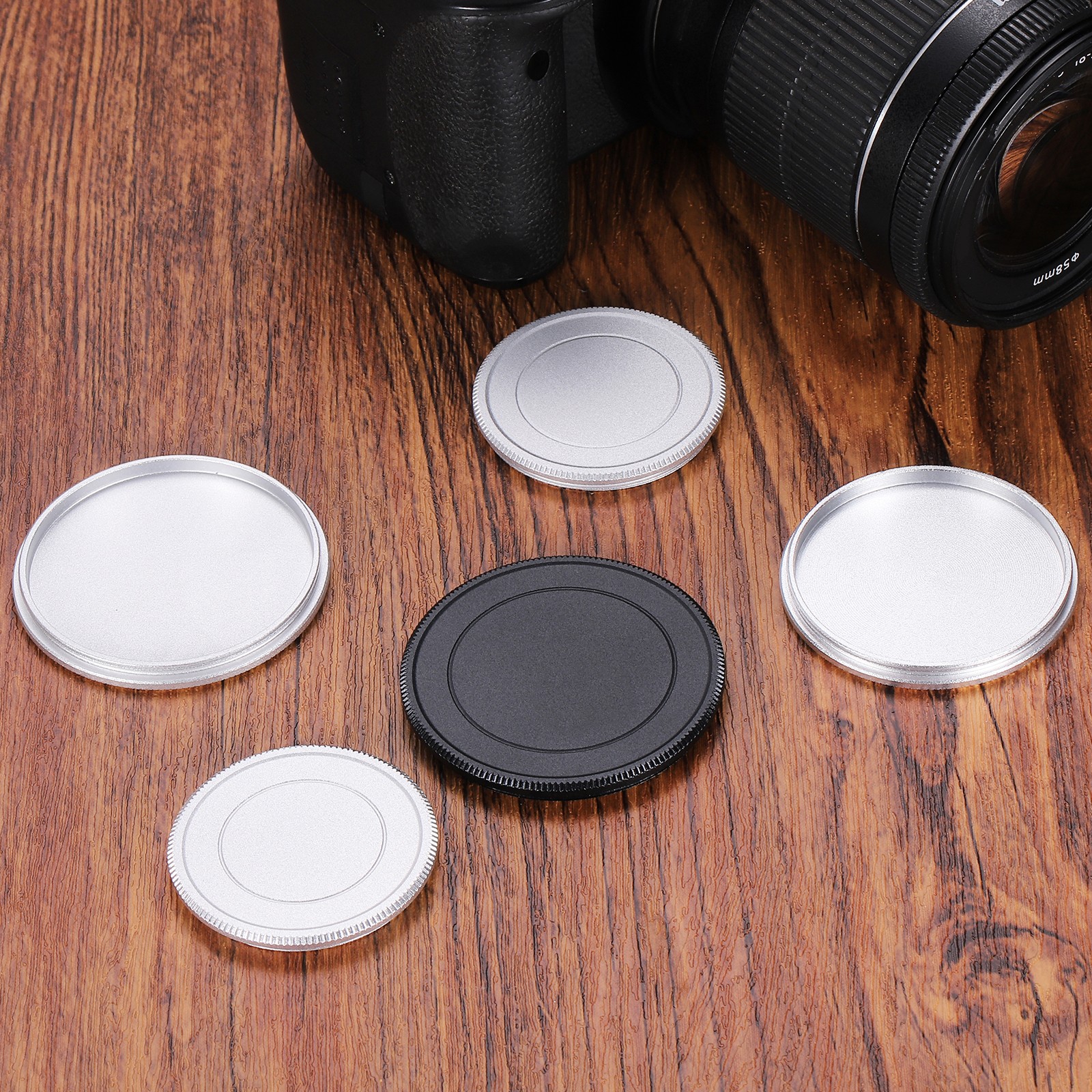 2 Pcs 52mm Camera Lens Cap, Aluminum Screw Mount Front Lens Cap Cover, Black