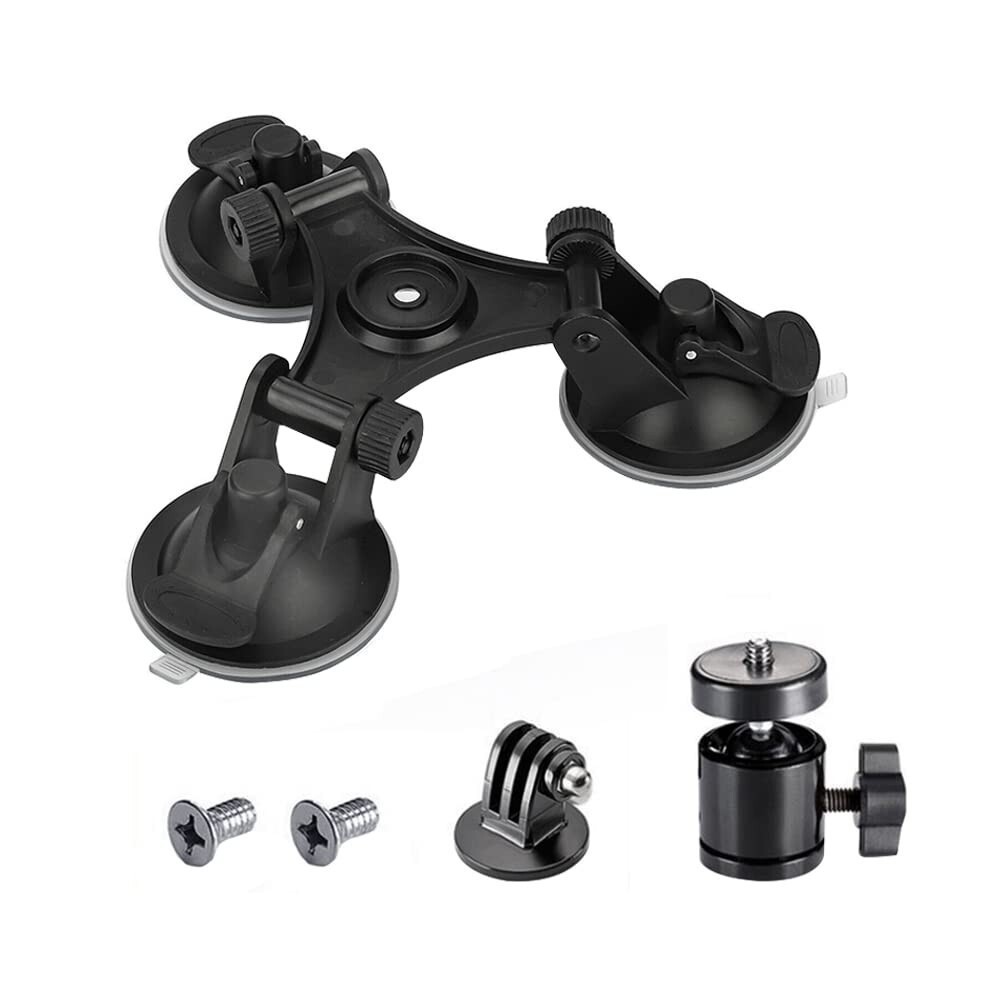 3-Suction Cup Car Window Mount 360° Adjustable Bracket for GoPro Action Cam