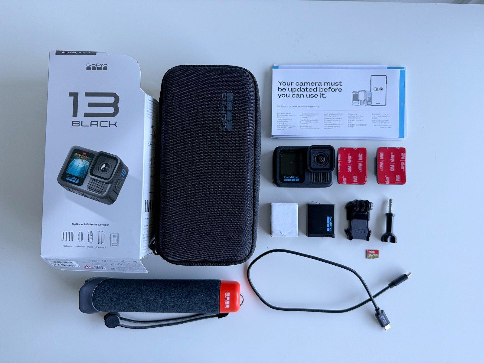 GoPro HERO 13 Black Camera Accessory Bundle with 2 Batteries, EXCELLENT