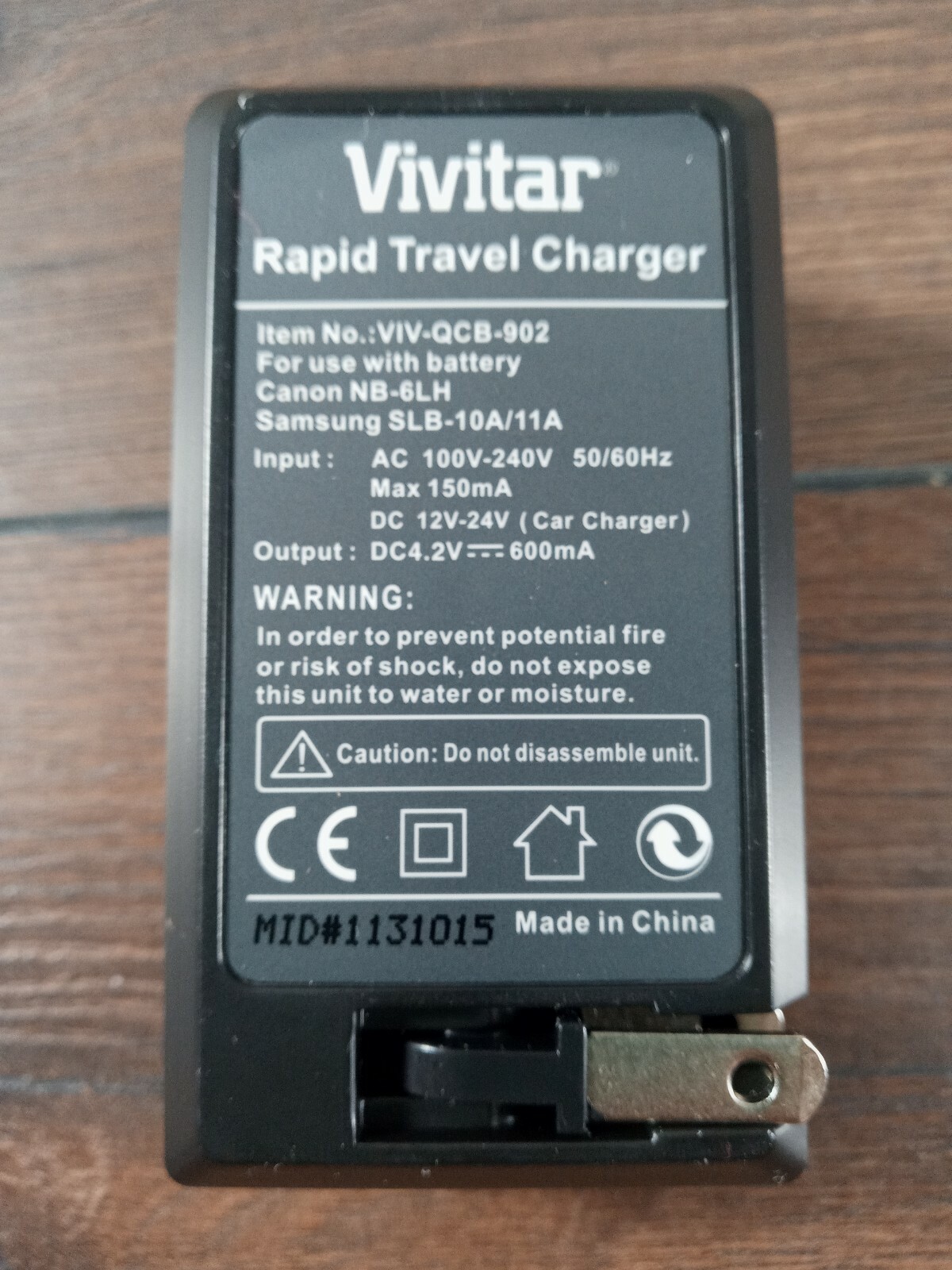 Vivatar Rapid Travel Charger 100-240V QC-902