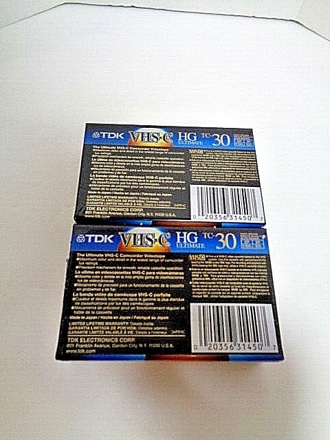 TDK VHS-C HG Ultimate 30 Minute Camcorder Cassette Video Tapes – Lot of 2 NEW
