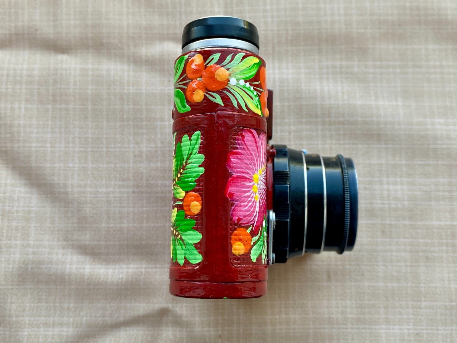 Unique FED-5V Ukrainian Camera | Petrykivka Folk Art | Hand Painted Souvenir