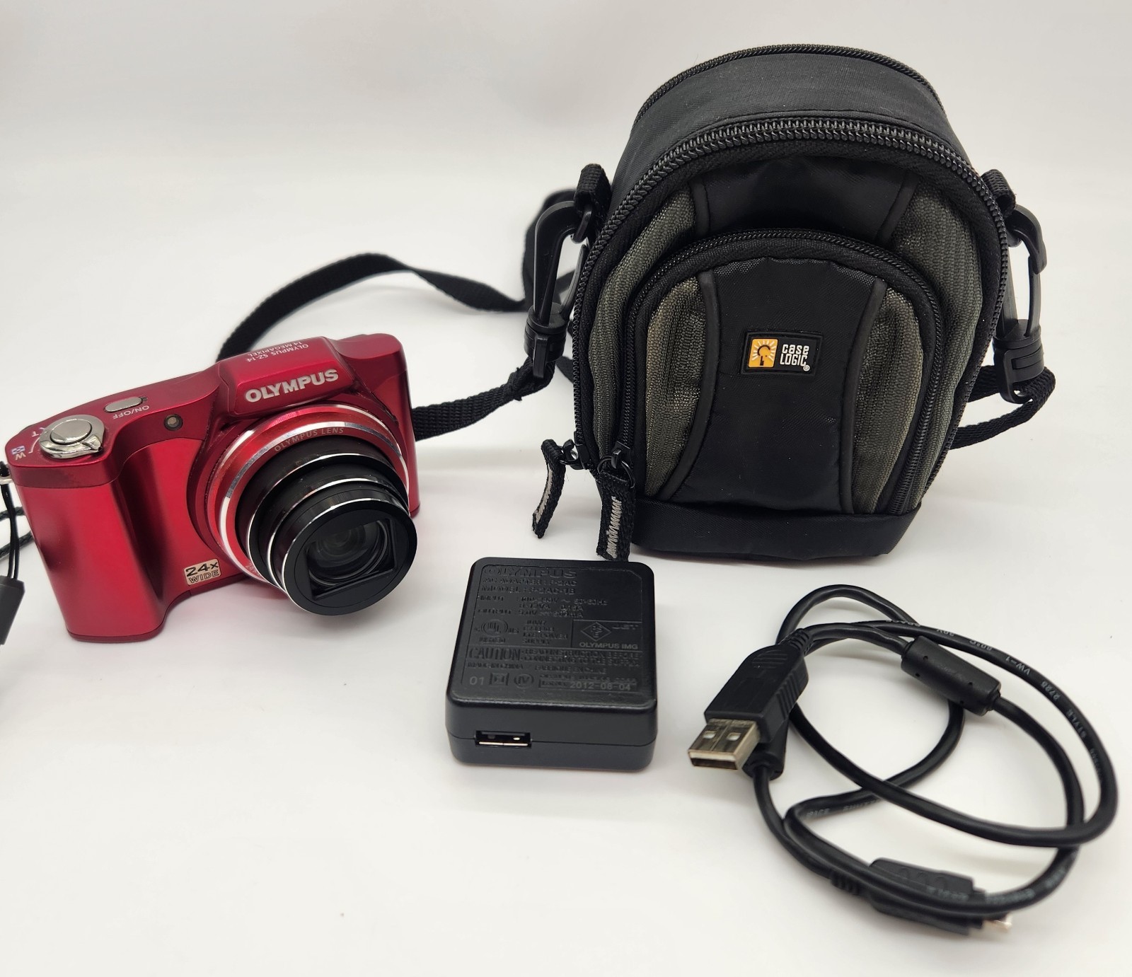 Olympus SZ-14 14MP Digital Camera 24x Zoom Red With Battery Charger SD Tested