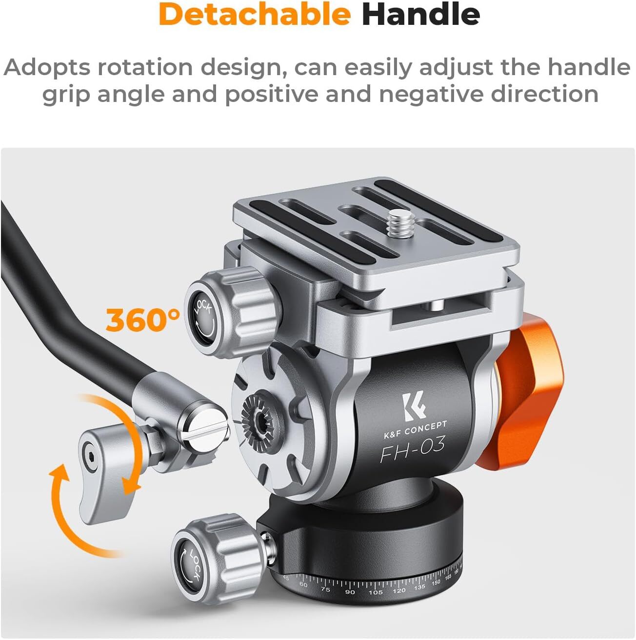 K&F Concept Video Fluid Head Tripod Head Pan Tilt w/Acra Quick Release Plate