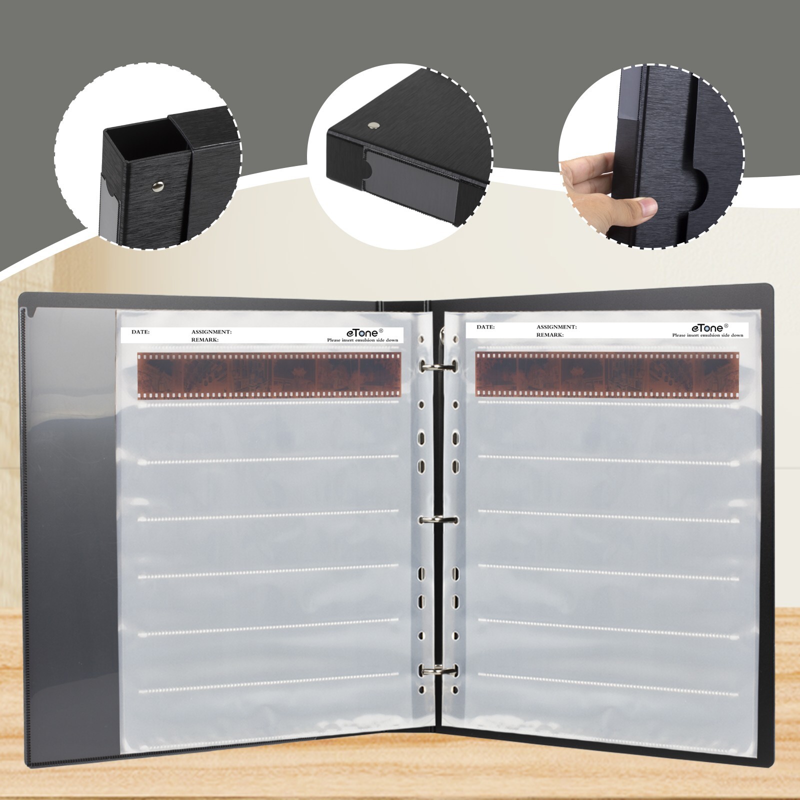 Acid Free Archival Film Bag Album 135 35mm Negative Pages 3 Ring Binder Film Bag