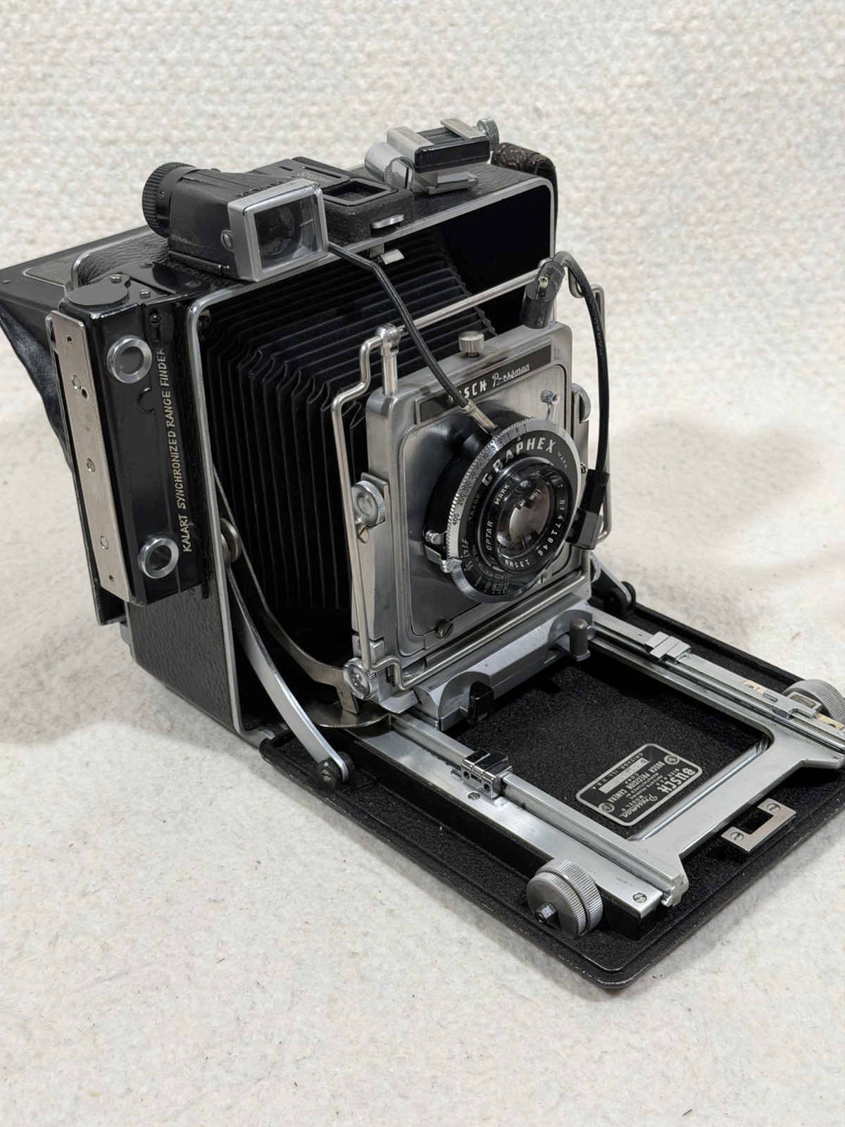 Busch Pressman Model D 4×5 Camera Optar 135mm f4.7 Graphex Lens Holders Manual
