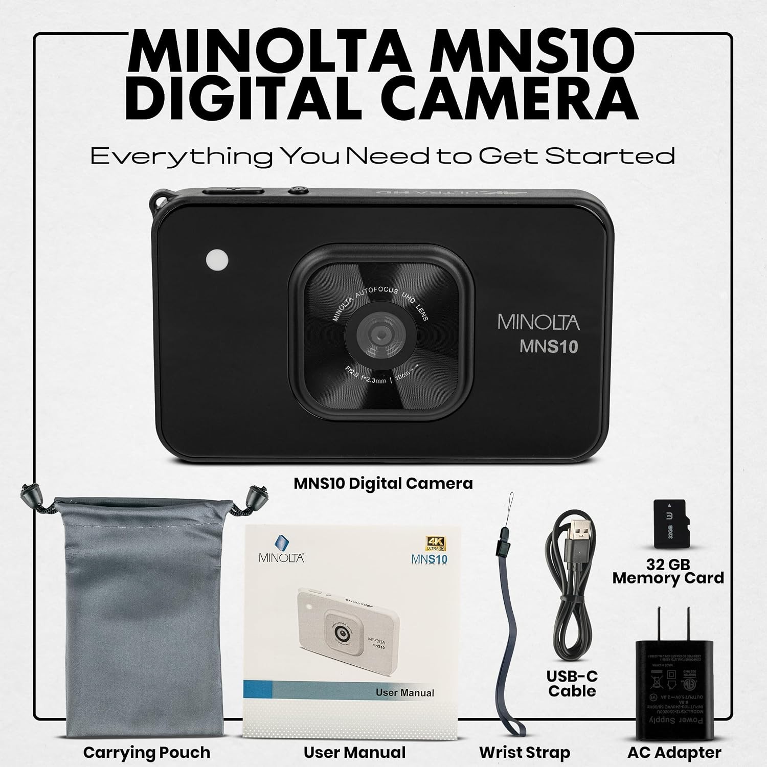 Minolta 48MP Super Slim Digital Camera with 4K Video (Blue)