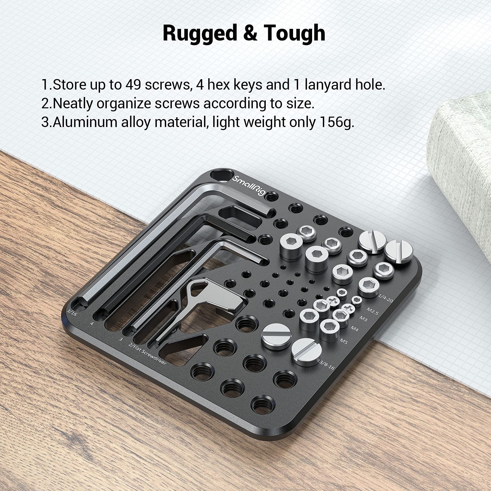 20Pcs Screws and Hex Key Storage Plate with 1/4″-20 3/8″-16 M2.5 M3 M5 Stainl…