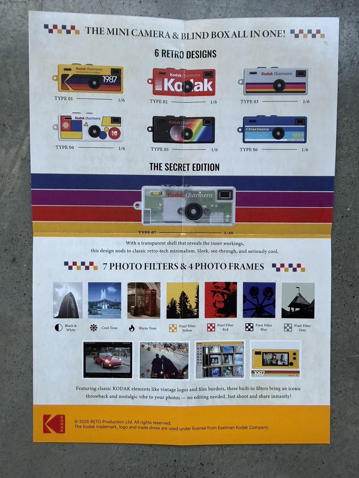 📷 Kodak Charmera Keychain Digital Camera +Video Type 05 Rainbow Opened Bottom