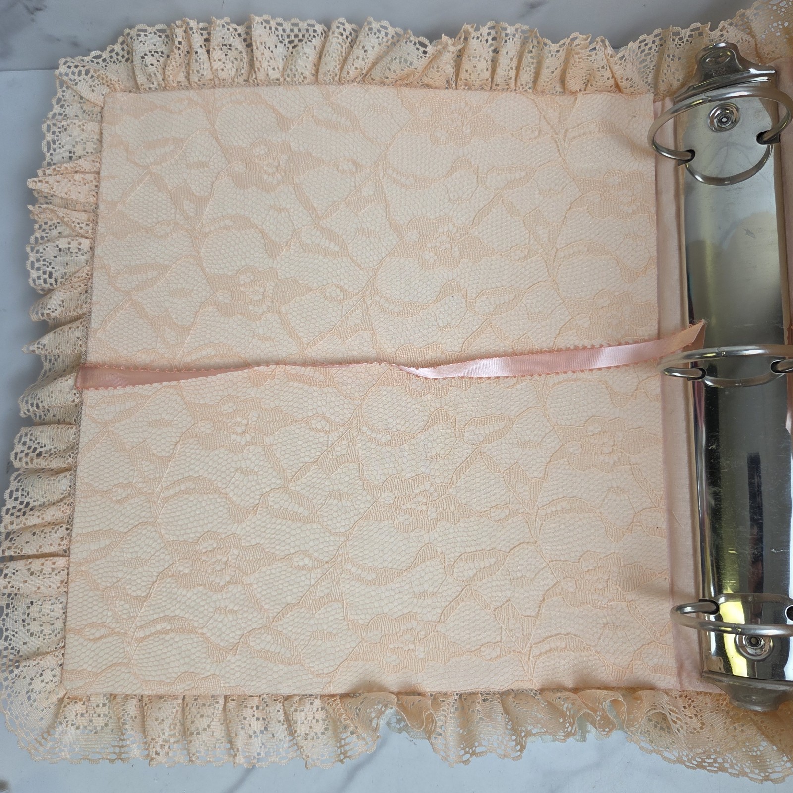 Vtg Fabric Lace Padded Floral Photo Album Scrapbooking 3 Ring Binder