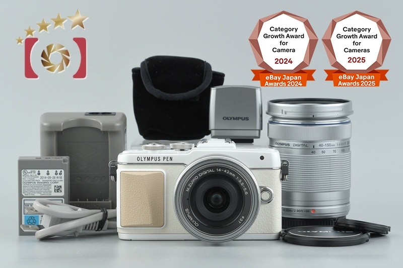 “Count 4,888” Olympus PEN Lite E-PL7 White 16.1 MP 14-42 40-150 Lenses