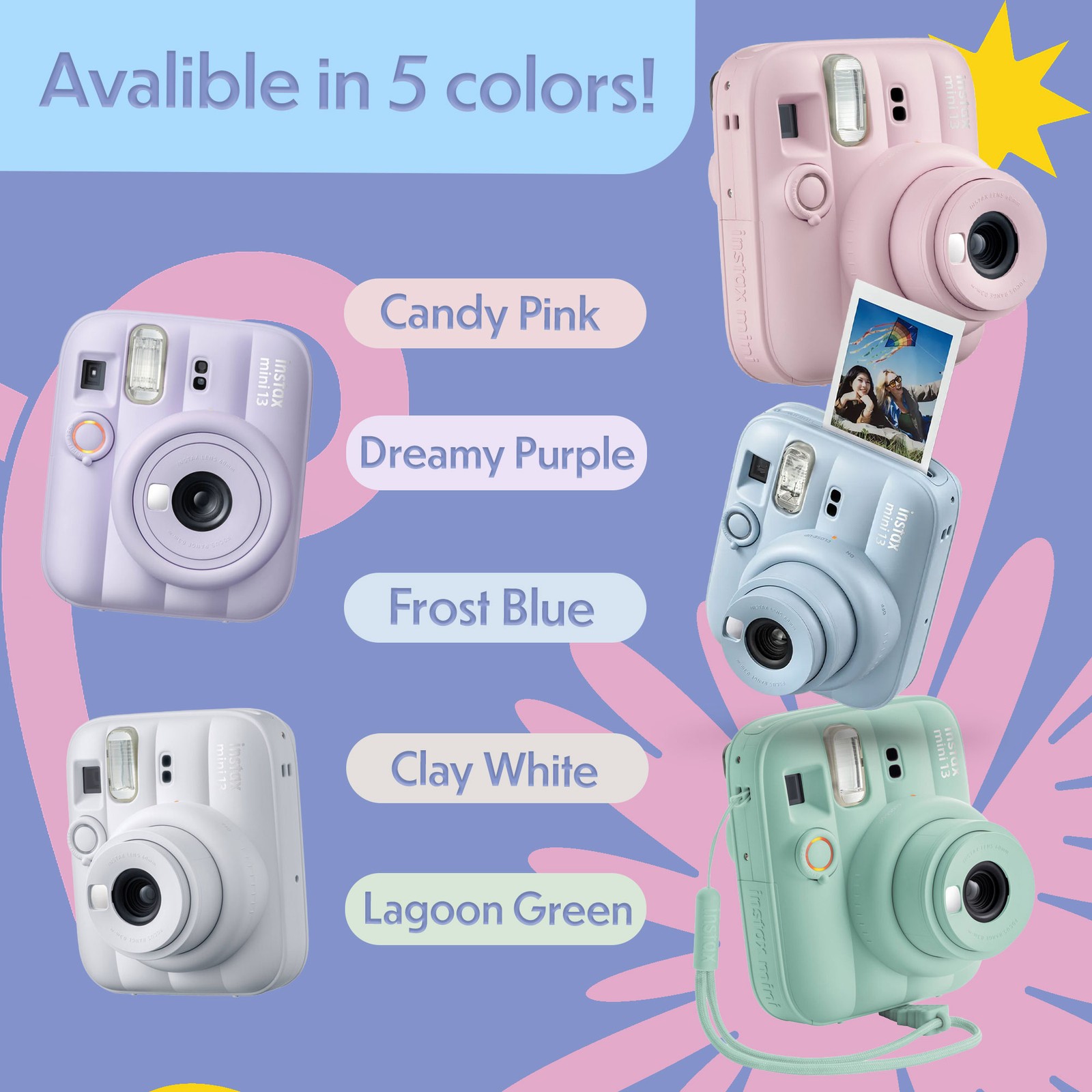 Fujifilm Instax Mini 13 Clay White 40 Sheet Film Bundle