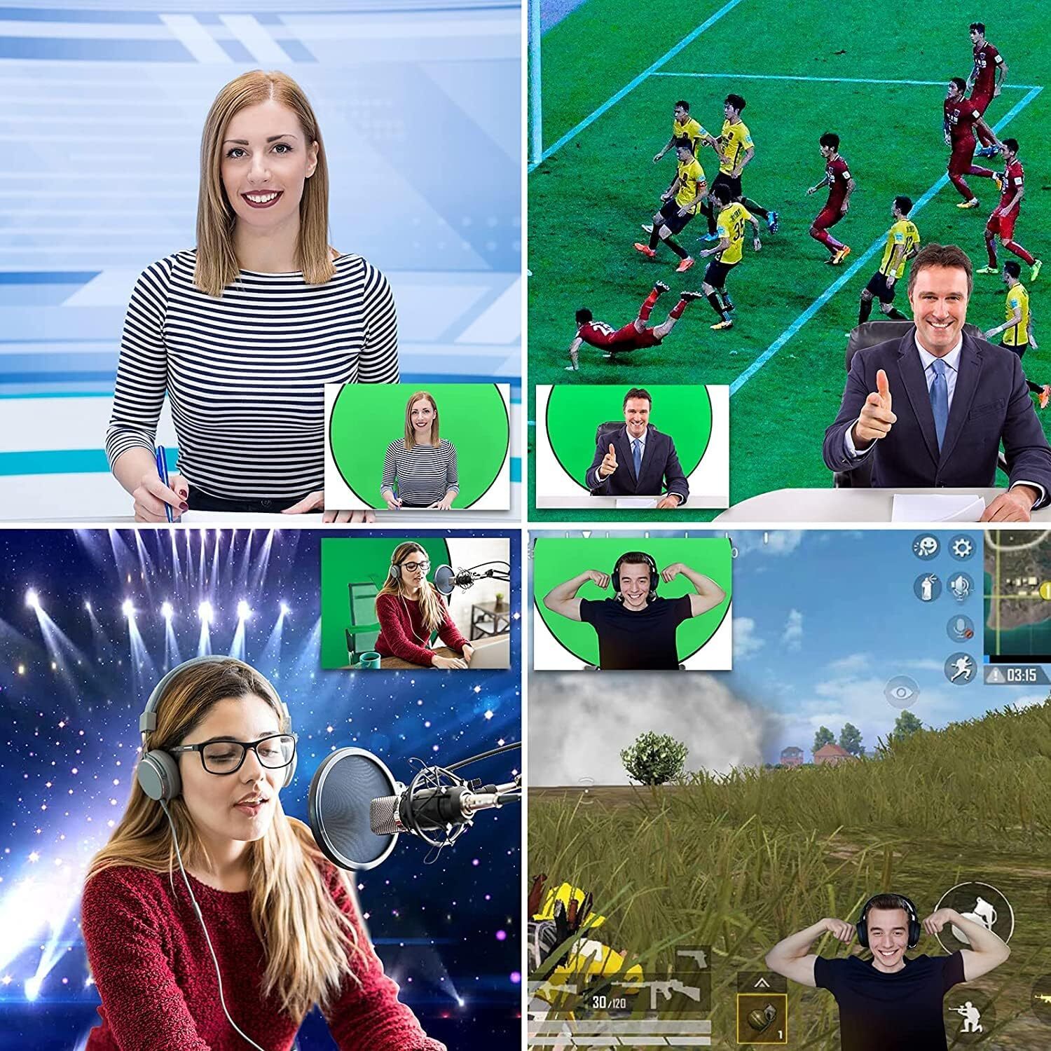 59″ Green Screen Backdrop Collapsible Round Background For Chair Studio Photo