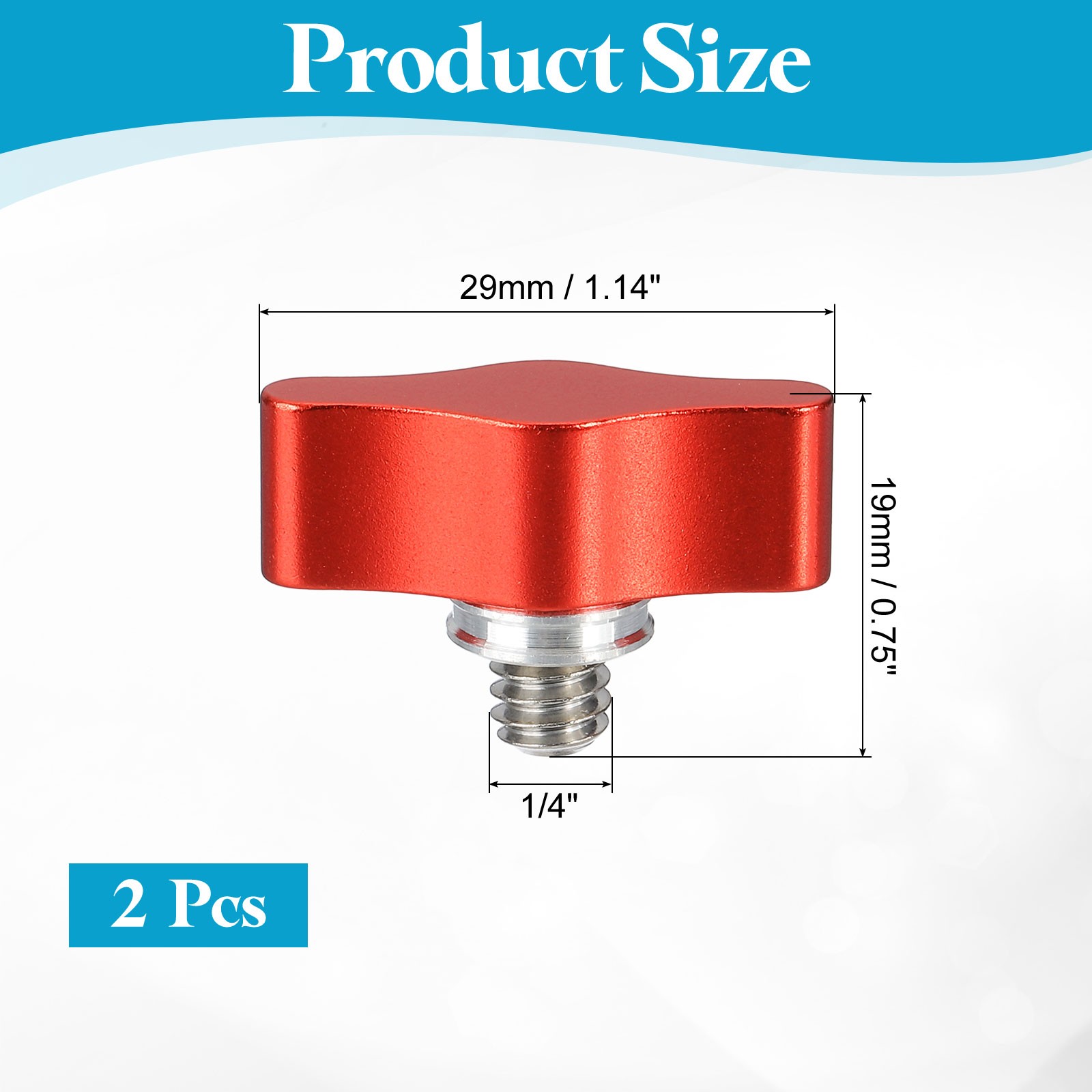 Clamping Screw Knob 1/4″ x 0.75″, 2Pcs Aluminum Alloy Camera Thumb Screws, Red