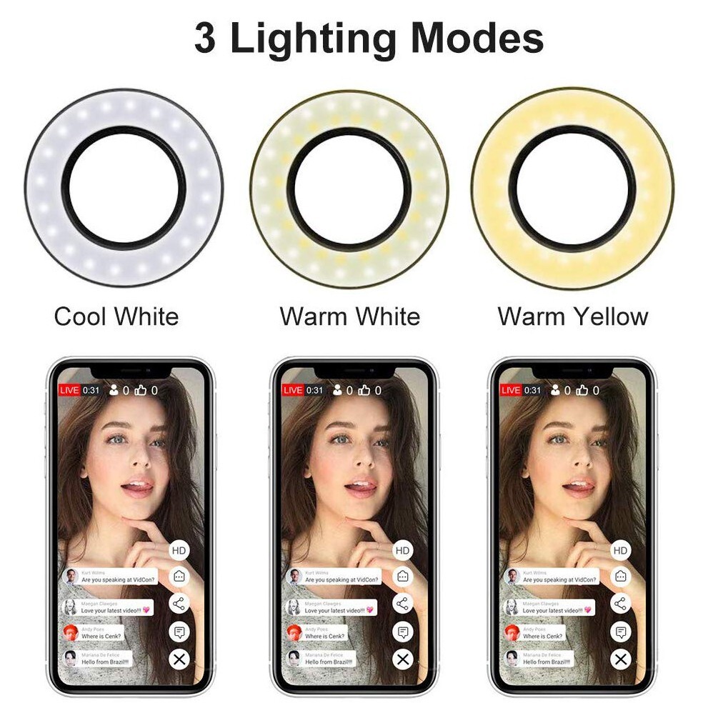 LED Selfie Ring Light Phone Holder Flexible Stand Long Arm for Stream Live Lamp
