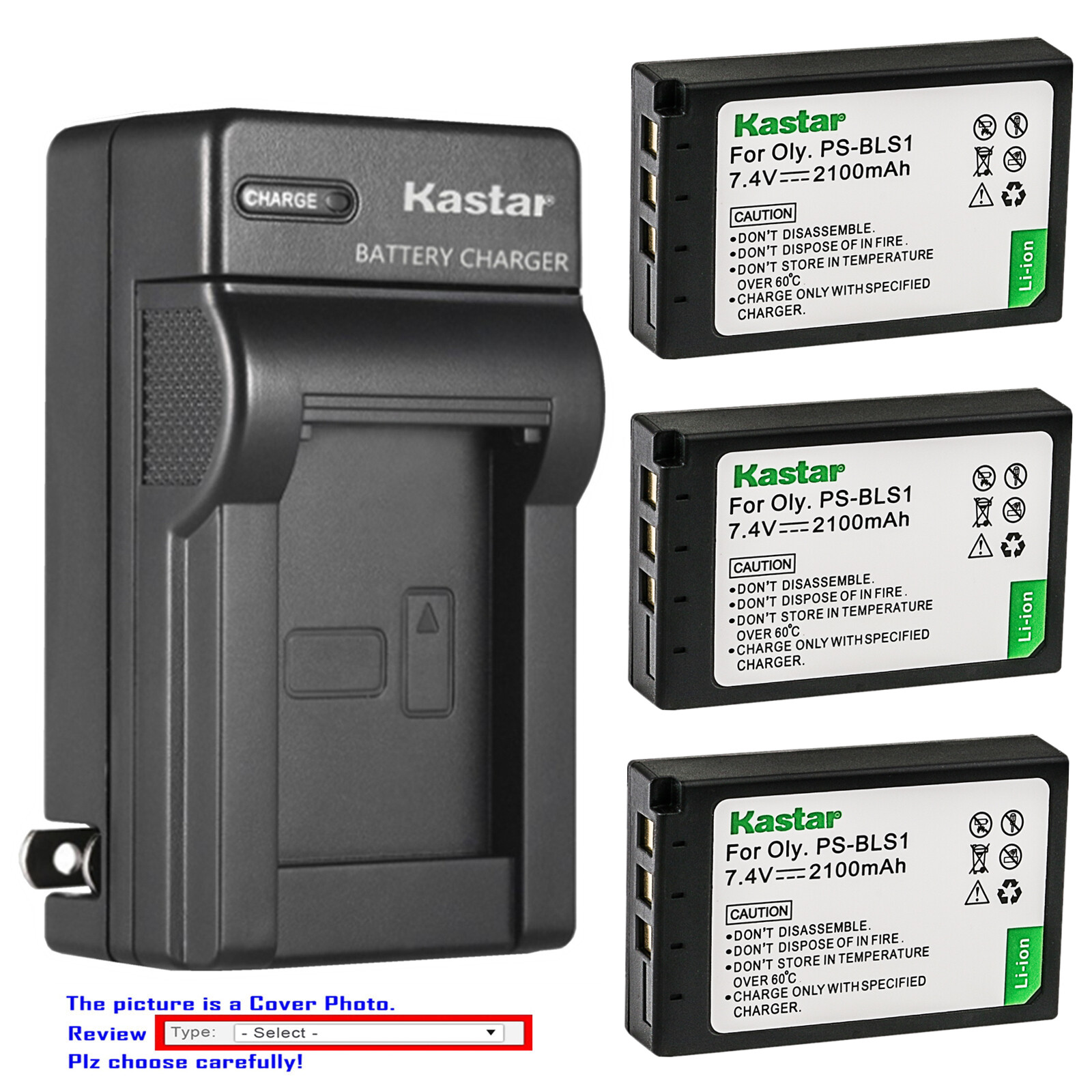 Kastar Battery AC Wall Charger for Olympus BLS-1 PS-BLS1 Olympus BCS-1 PS-BCS1