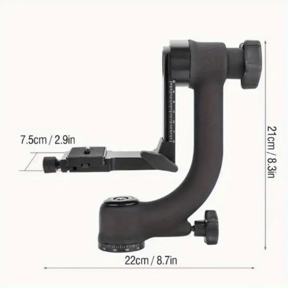 Aluminum Alloy Gimbal Tripod Head with 1/4″ Quick Release Plate – 360° Rotati…