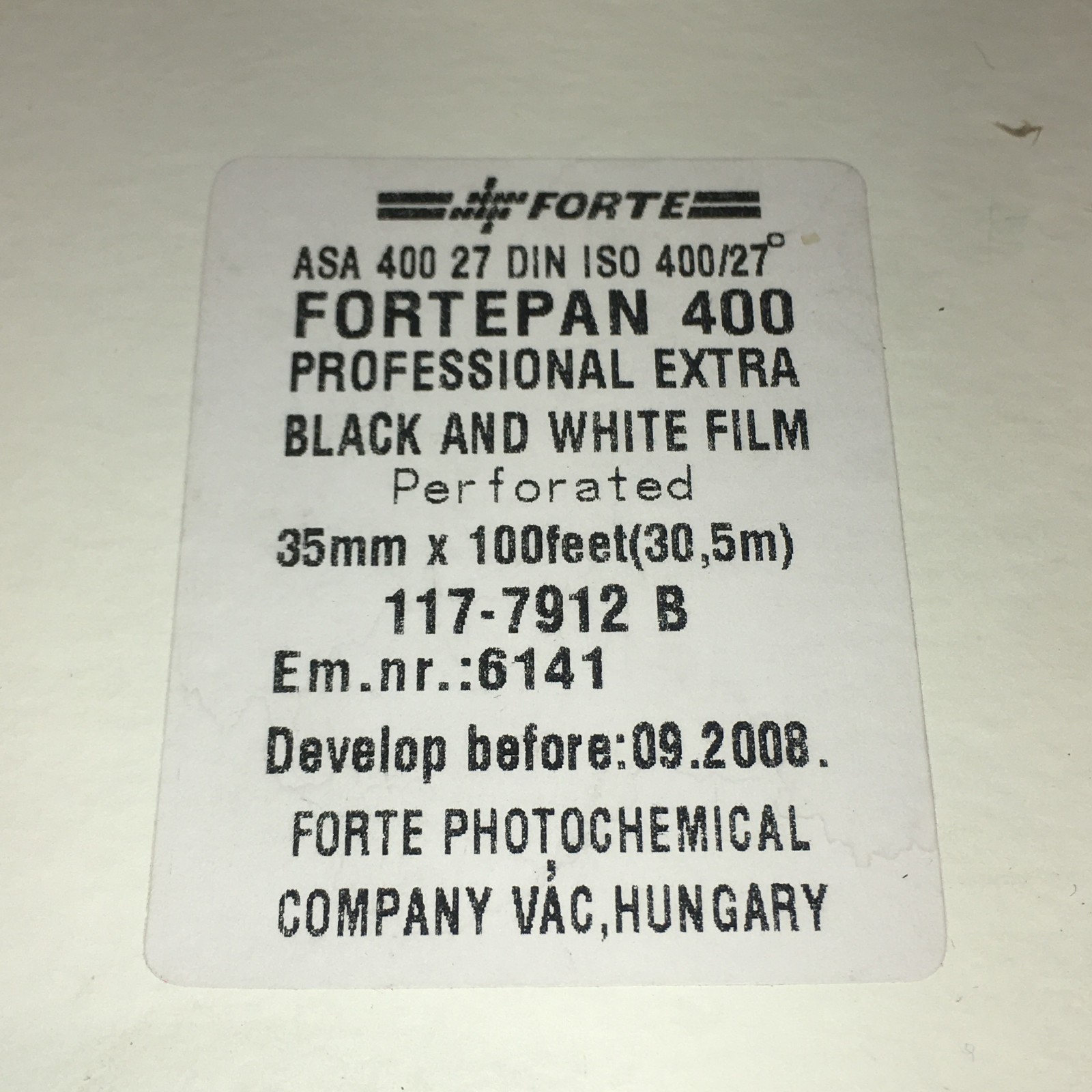 FORTEPAN 400 ISO 35mm FILM EXPIRED VINTAGE EXP 2008 FREEZER STORED 100 FEET CAN