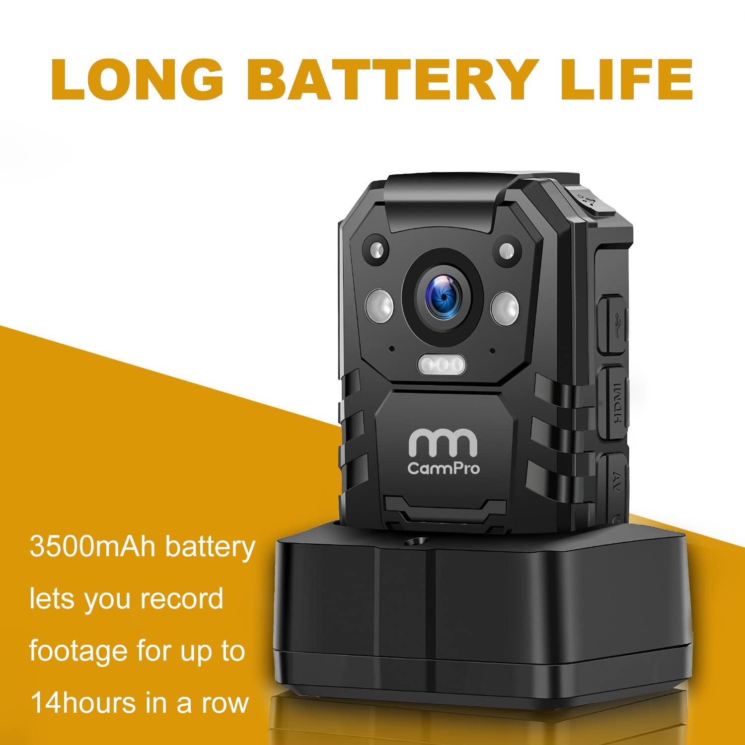 CammPro 1440P 2K Police Body Camera128G MemoryWaterproofPremium Portable Body
