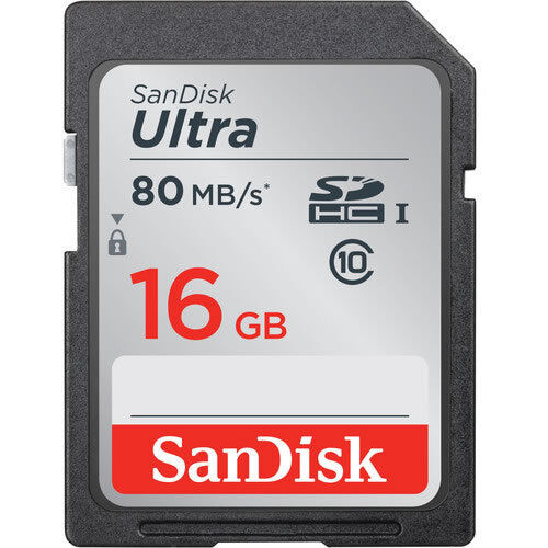 (5 Pack) SanDisk 16GB Ultra SDHC 80MB/s Class 10 SD Camera Card SDSDUNC-016G