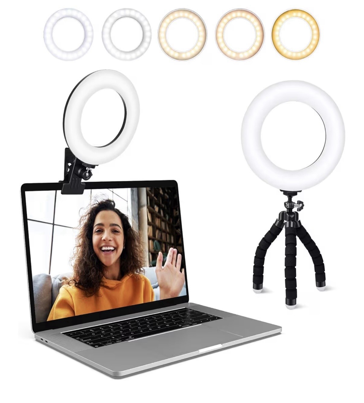 Clip-On Video Conference Lighting Kit with 5 Color Modes – USB Powered & Compact