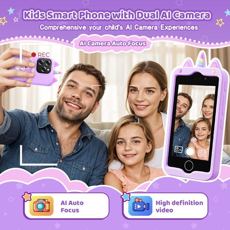 Kids Toy Phone Christmas Gift for 3-10 Years Old Toddler Smart Phone Blue&purple
