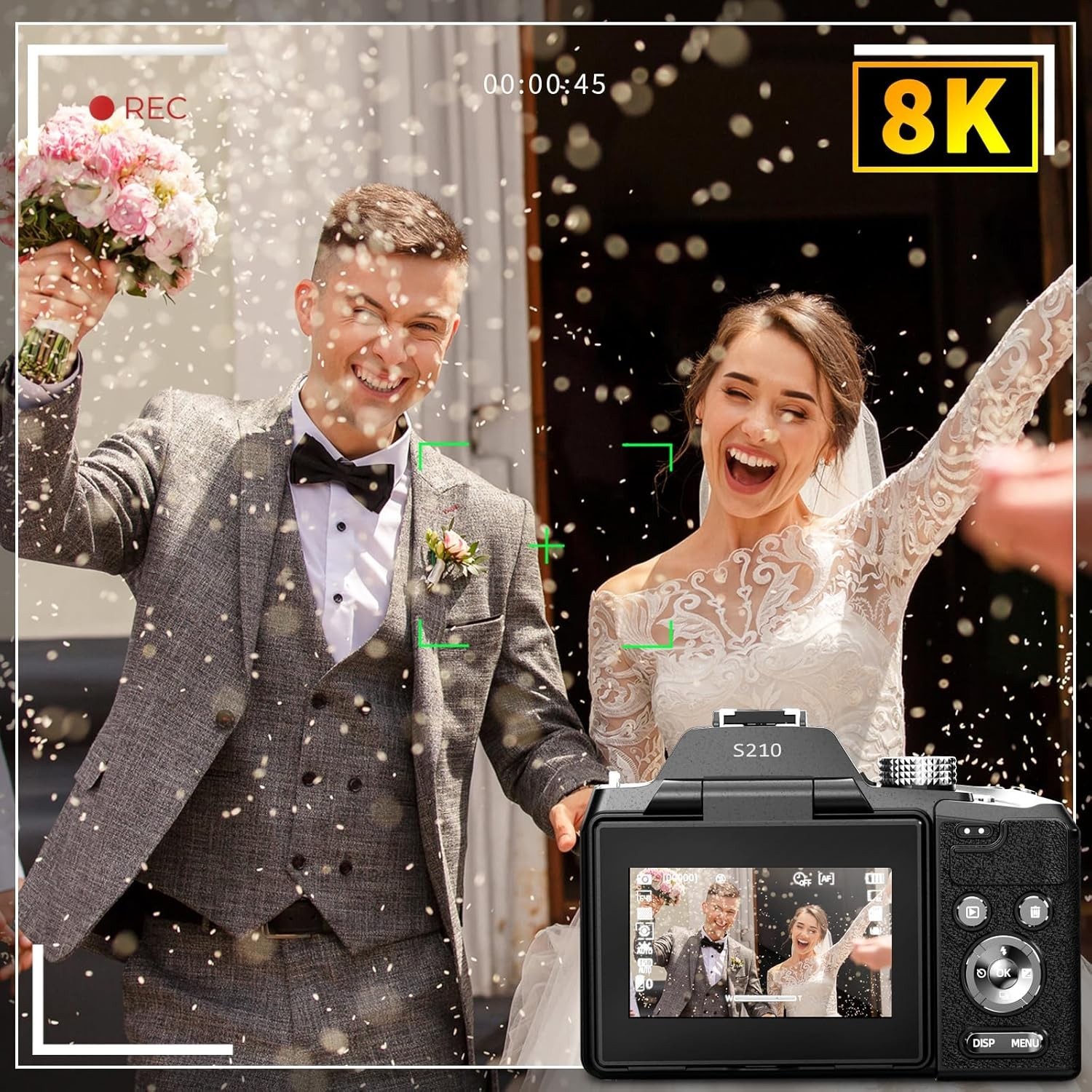 Digital Cameras 8K 64MP 16X Optical Zoom Wi-Fi App Control for YouTube Vlogging
