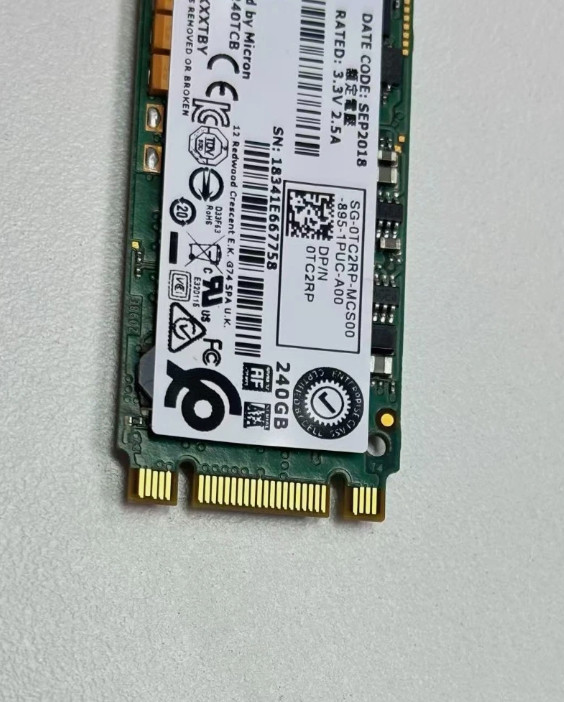 Dell Micron 240GB M.2 SATA 2280 Enterprise SSD | MTFDDAV240TCB | 100% Health
