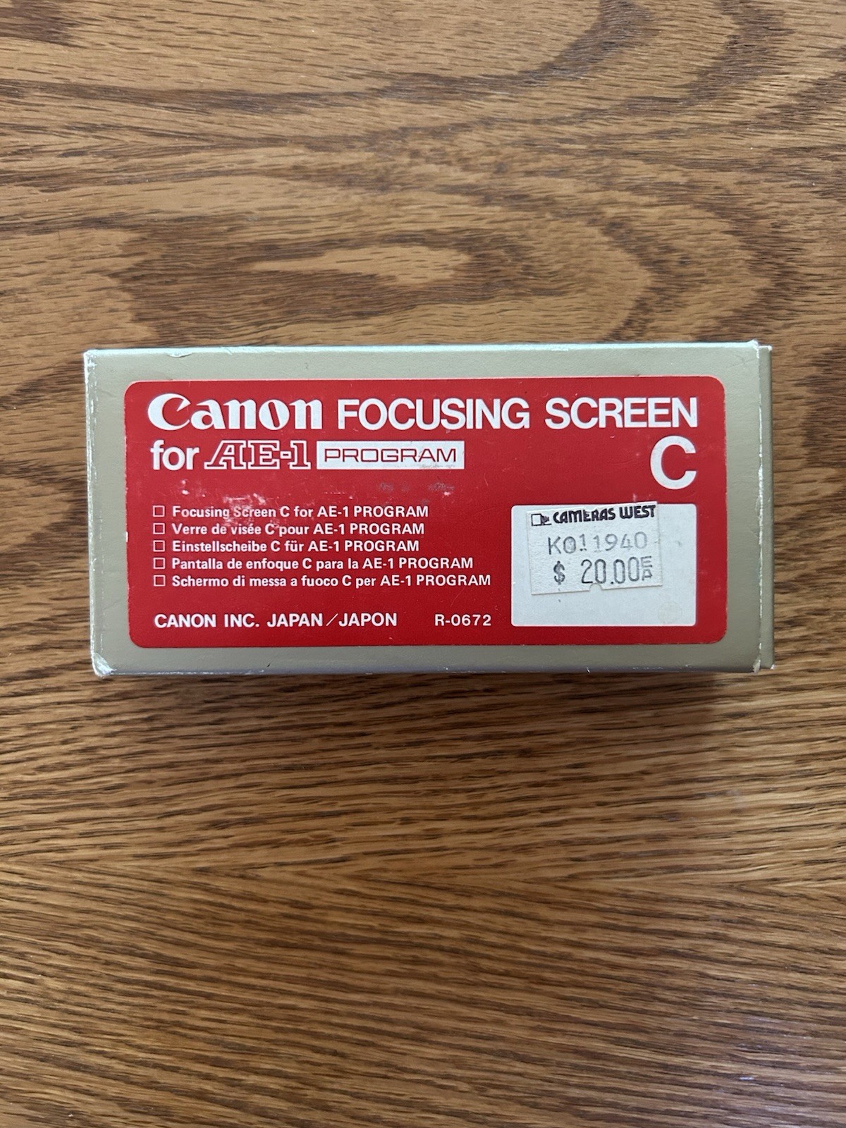 Vintage Canon Focusing Screen Type C for AE-1 Program