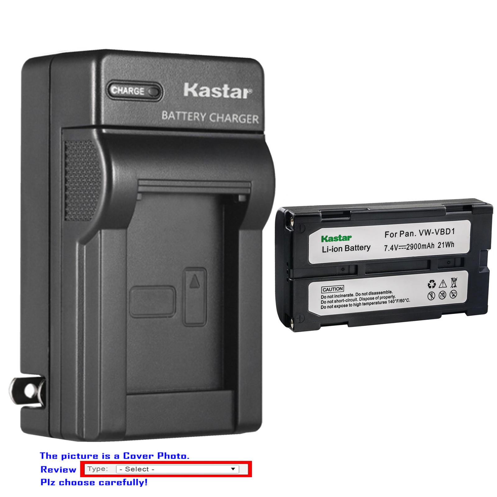 Kastar Battery AC Wall Charger for Panasonic AG-BP15P CGR-B/202 CGR-B/202A1B