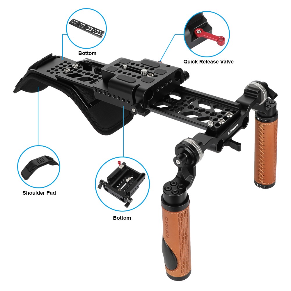 CAMVATE Shoulder Rig Handle Kit For C100 200 300/Sony fs5 fs7/Panasonic AU-EVA1